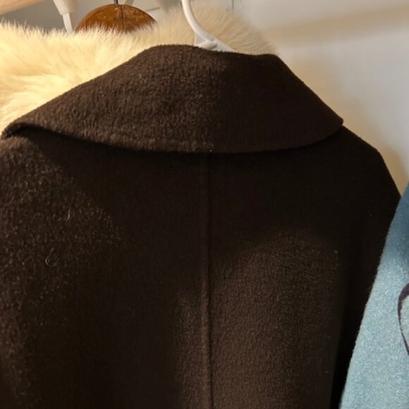 NWOT Banana Republic Chocolate Brown Oversized Double-Faced Wool Cape Coat - Picture 10 of 13